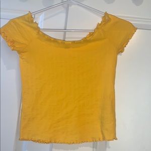 topshop yellow off-the-shoulder top